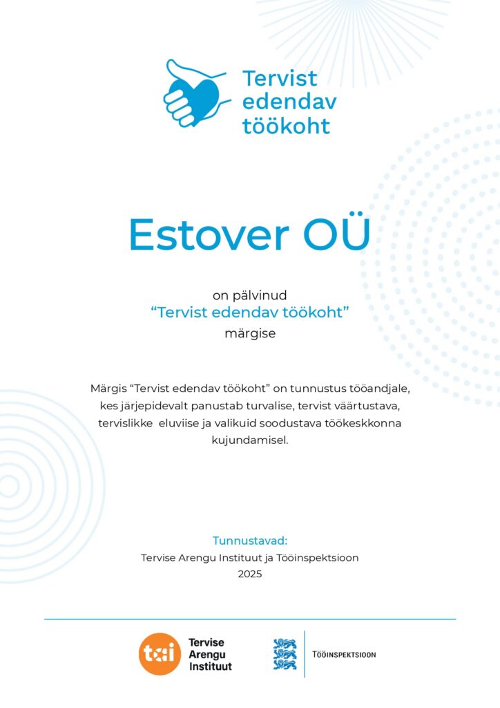 Estover OÜ on Tervist edendav töökoht